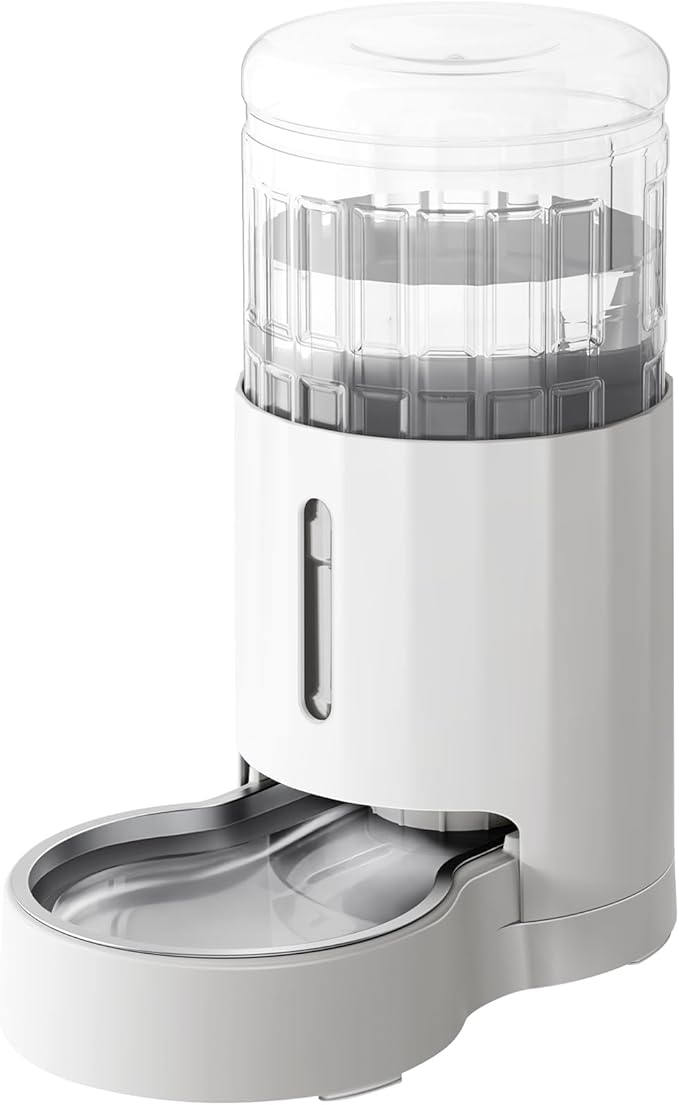CZPET Dog Water Bowl Dispenser 4L, Wider Mouth & Upgraded Brush for Easy Cleaning Automatic Cat Gravity Refilling Waterer with Removable Stainless Steel Bowl, Large Drinking Area for Multi-Pet (White)
