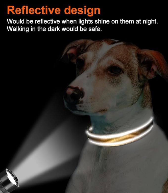 Joytale Reflective Dog Collar, Soft Neoprene Padded, Metal D-Ring, Nylon Pet Collar Adjustable for Small Dogs, Khaki, S