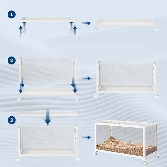 Hamster Cage for 2 Rats, Indoor Guinea Pig Cages, Small Animal Cage, 360° Viewing & Stacked Design Rat Cage for Chinchillas,Syrian Hamster, Gerbil