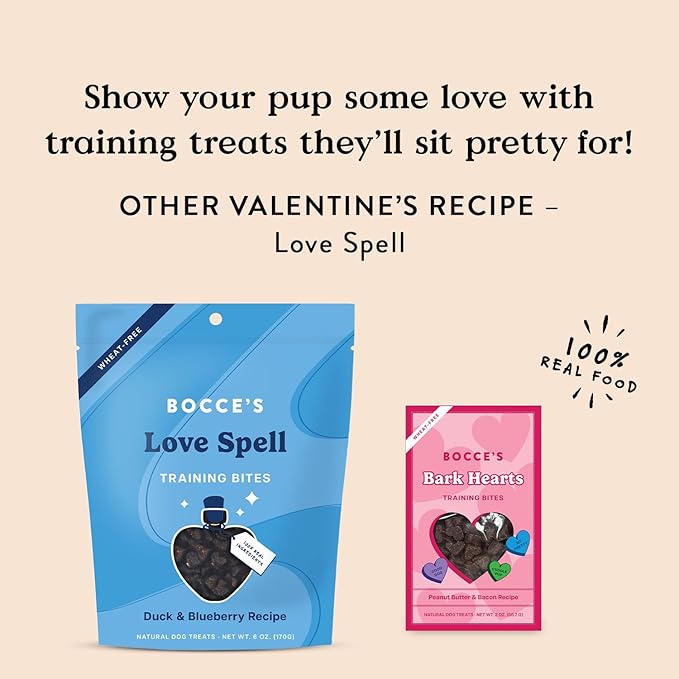 Bocce's Bakery Bark Hearts Training Bites Dog Treats, 2 oz