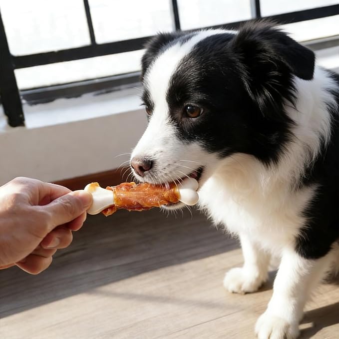 Chicken Wrapped Dog & Cat Chew Treats, Real Chicken Calcium Sticks, 10.0 oz Pet Training Snacks with Natural Ingredients (A-10.0oz)
