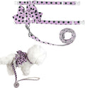 Cat Harness and Leash Set, Sweet Bow Kitten Collar, Escape Proof Extra Small Dog Harness, Cute Polka Dot Print Puppy Collar, Girl Dog Leash for Small Dogs Kittens Outdoor Walking (Purple, S)