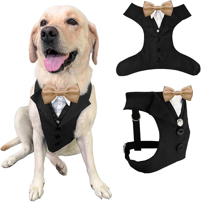 AVERYDAY Dog Tuxedo for Wedding Outfit, Dog Suit and Tie Costumes for Birthday, Halloween, Cosplay, Christmas Party, Pet Formal Wear with Bowtie, Tux for Medium Large Dogs, Bulldog, Labrador, Husky
