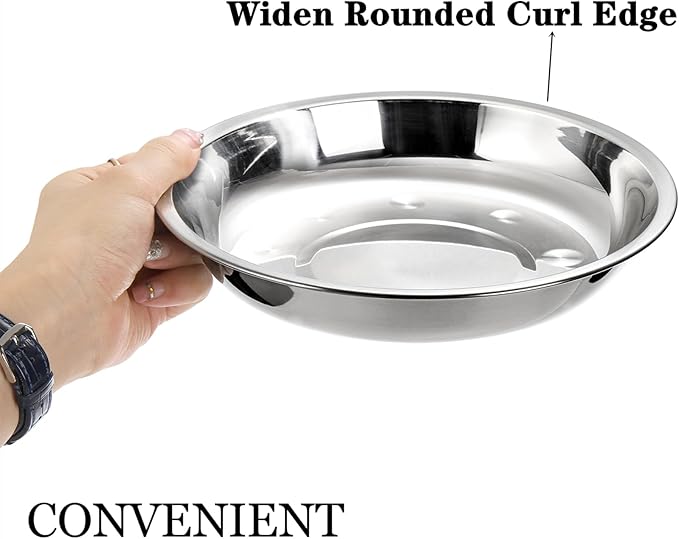DEAYOU 5 Pack Stainless Steel Cat Bowls, 7.7" Wide Shallow Cat Food and Water Dish, 16 OZ Basic Pet Feed Bowl, Metal Replacement Bowl Plate for Kitten, Puppy, Dog, Elevated Stand, Whisker Friendly