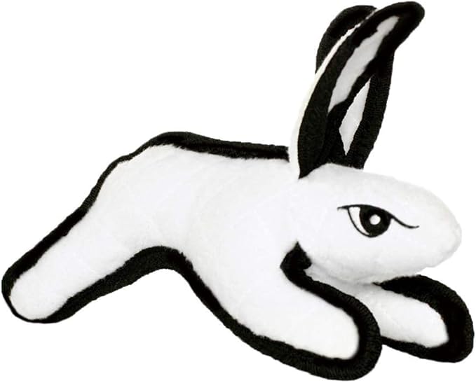 TUFFY - World's Tuffest Soft Dog Toy -Barnyard- Multiple Layers. Made Durable, Strong & Tough. Interactive Play (Tug, Toss & Fetch). Machine Washable & Floats. (White Rabbit, Jr 2 Pack)