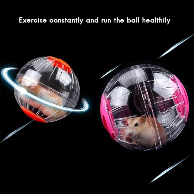 Hamster Exercise Ball Silent Hamster Wheel Small Animals Transparent Ball for Dwar Rat Relieves Boredom and Increases Activity (4.8 inch, Pink)