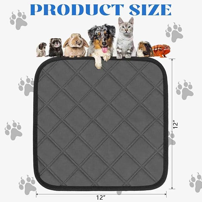 Guinea Pig Cage Liner, 8 Pack 12" x 12" Washable Guinea Pig Liner, Reusable Super Absorbent Cage Liners with Anti-Slip Backing for Small Animals, Rabbits, Hamsters, Rats