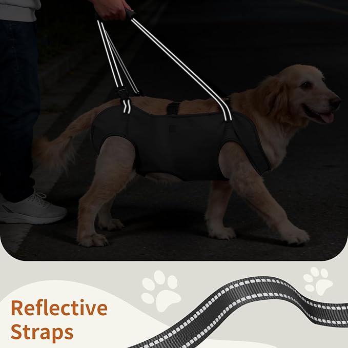 Mayerzon Dog Full Body Lift Harness, Support Sling Backpack for Senior Disabled Dogs, Front Hind Leg Joint Injuries, Help Up & Down Stairs Walk Hiking Grooming Harness, Reflective, Soft Padded Handle