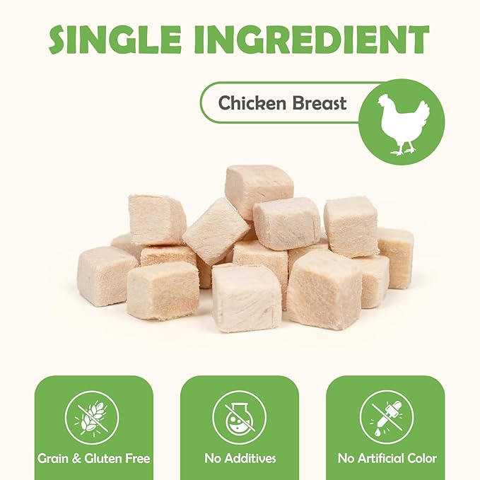 MON2SUN Freeze-Dried Chicken Dog and Cat Treats, Single Ingredient Training Treats, High Protein Grain-Free Snack & Food Topper, 10.6oz