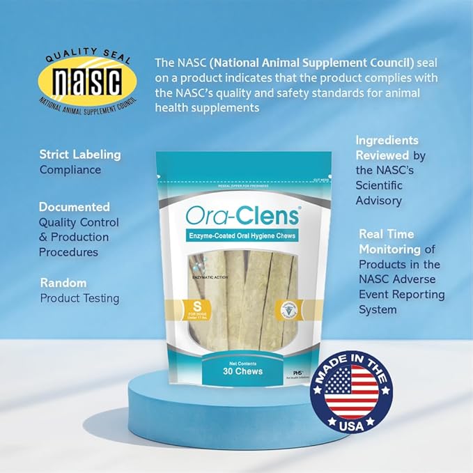 Oral Hygiene Chews for Small Dogs-Enzymatic Dental Treats for Daily Oral Care, Cleans Teeth and Freshens Breath, Reduces Plaque, Bacteria and Tartar Build Up Without Brushing-30 Chews