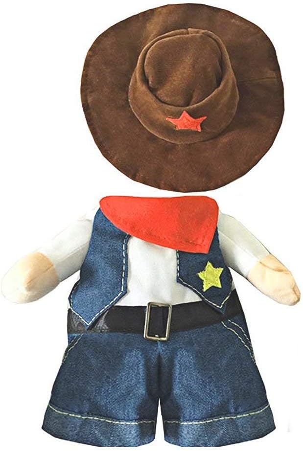 NACOCO Cowboy Dog Costume with Hat - Blue Cat & Small Dog Halloween Costume (Small)