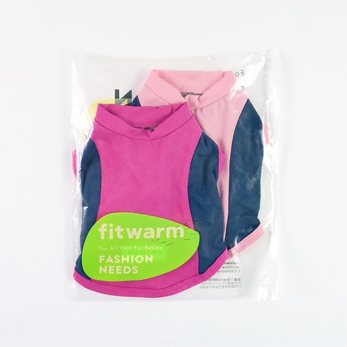 Fitwarm 2 Pack UPF 50+ UV Sun Protection Dog Shirt, Lightweight Breathable Cooling Vest, Quick Dry Dog Summer Clothes for Small Dogs Boy Girl, Reflective Label Pet Cat Outfit, Pink, XXL