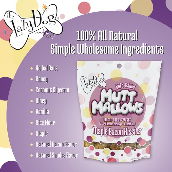 The Lazy Dog Cookie Co. - Original Pup-Pie - Happy Birthday Dog Treat for a Charming Boy, 5 oz with Bag of 5oz Bacon Flavor Mutt Mallows