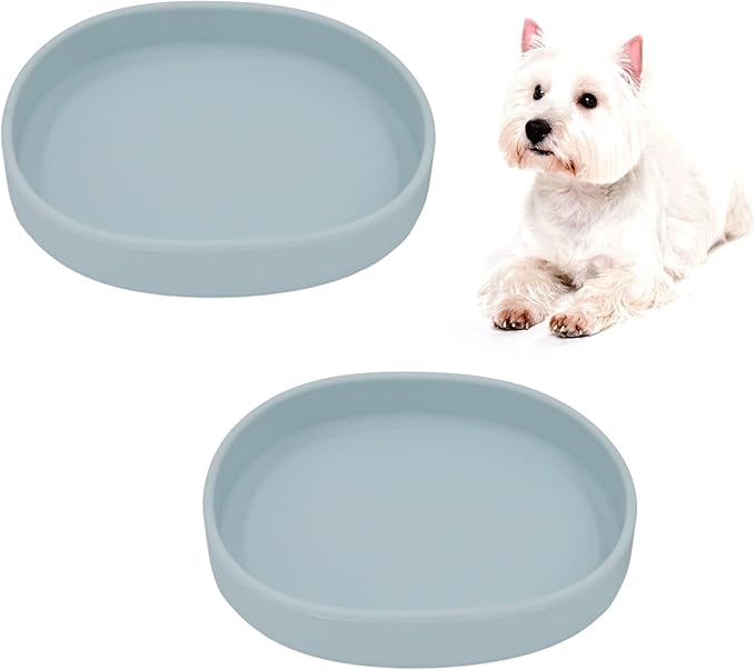 Silicone Cat Dog Bowls, Non Slip Dog Food Cat Feeding Plates, Pet Drinking Bowl for Dry and Wet Food, 10 OZ/330ML Water Bowl for Small Pets 2PCS (Gray)