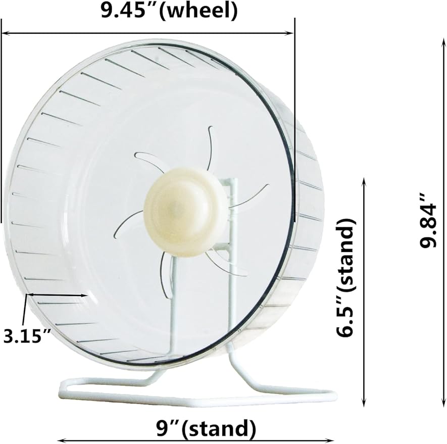WHFPS Silent Hamster Exercise Wheel - Hamster Toy Accessories 9.45 Inch Running Spinner with Stand Quiet Hamster Runner for Small Animal Pet Gerbil Dwarf Syrian Hamster Hedgehog Rat Mouse Mice etc.