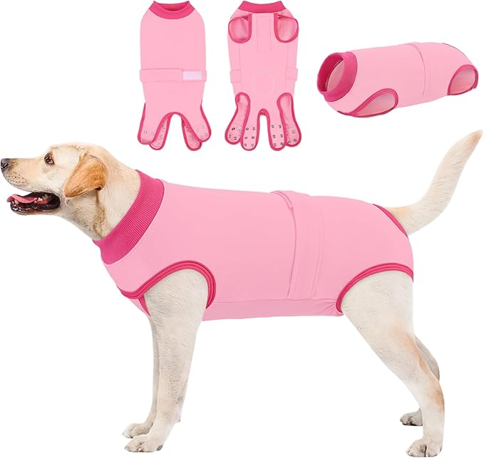 Queenmore Recovery Suit for Dogs Cats After Surgery, Cat Surgical Recovery Suit Onesie,Professional Pet Recovery Shirt, Prevent Licking Dog Body Suits, Surgical Clothes for Abdominal Wounds, Pink,2XL