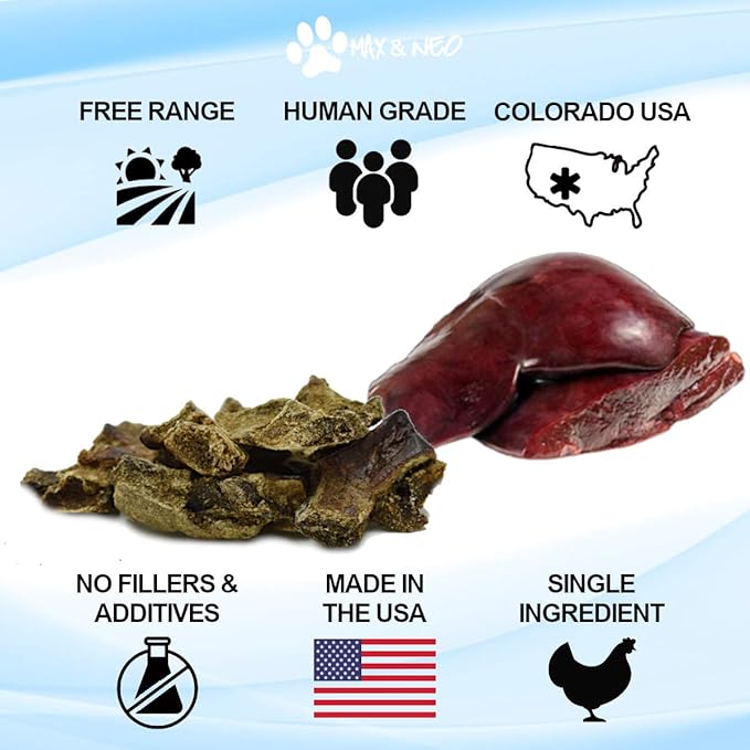 Max and Neo Freeze Dried Bison Liver Dog Treats - Single Ingredient, Free Range North American Bison, Human Grade - We Donate 1 for 1 to Dog Rescues for Every Product Sold