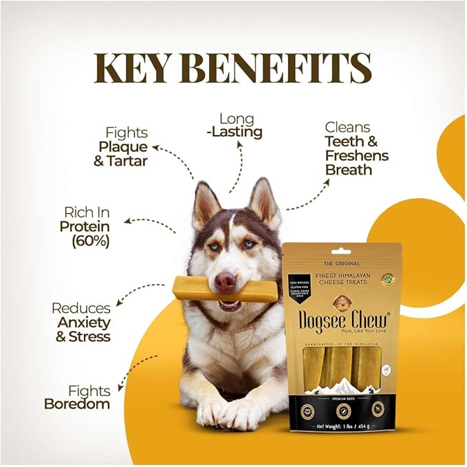 Dogsee Himalayan Yak Chews (Monster/XL- 3 Chews) | Yak Chews for Large Dogs | Dog Treats | Helps Joint Pain | Rawhide-Free | Long Lasting for Dogs Over 55 lbs