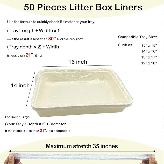 Disposable Small Animal Cage Liners, Rabbit Tray Film Liner Bunny Litter Pan Bags Guinea Pig Cage Toilet Plastic Film for Bird Hamster Chinchilla Hedgehog (50 PCS, 30'')