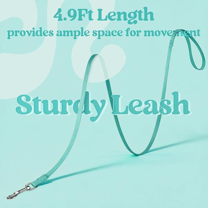 rabbitgoo Cat Harness and Leash Set for Walking Escape Proof, Adjustable Soft Kittens Vest with Reflective Strip for Cats, Comfortable Outdoor Vest,Green,M