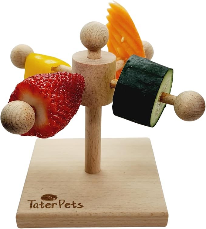 Enrichment Toy Turning Hanging for Guinea Pigs, Rabbits, Birds, Rats and Other Small Pets! Load with Veggies and Fruit (One-Turntable Toy)