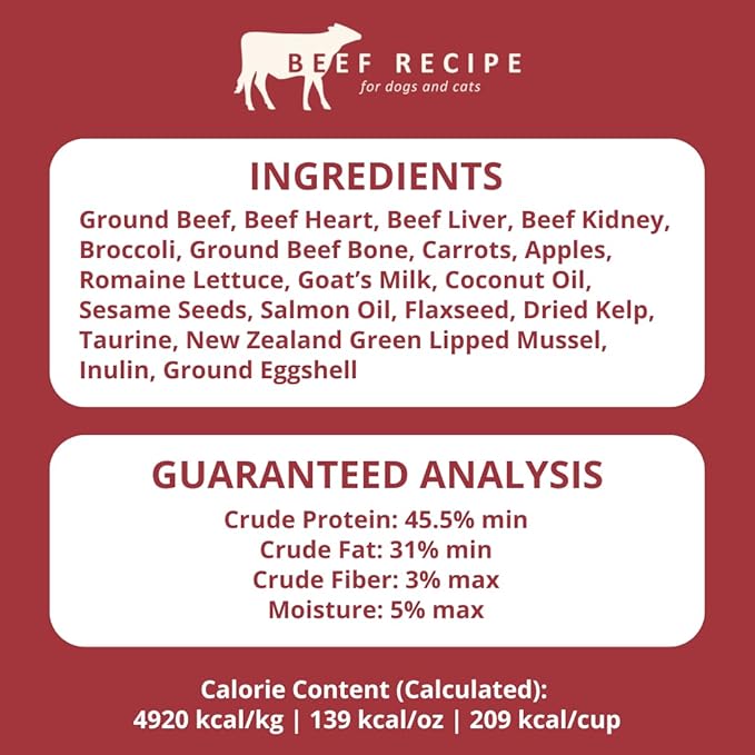 Steve's Real Food Freeze-Dried Raw Nuggets 2-Pack - Beef Recipe - Raw Pet Food for Dogs and Cats - 20 oz in Each Bag