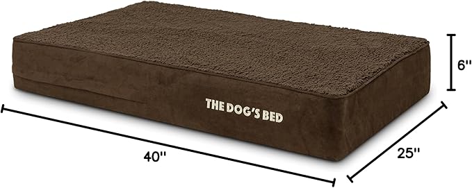 The Dog’s Bed Orthopedic Memory Foam Dog Bed for Large Dogs, Waterproof Washable Cover, Anti-Slip Base, Calming Surface – CertiPUR-Certified Foam, Brown Plush, 6 Inch Thick