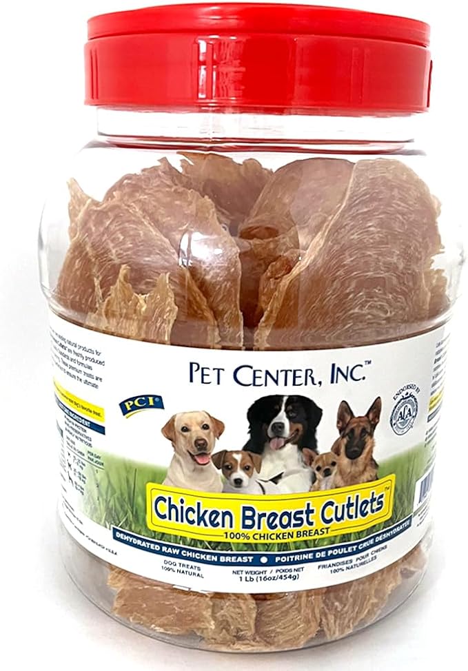 PCI Pet Center, Inc. Chicken Breast Cutlets for Dogs - 100% Natural Dehydrated Dog Treats - Single Ingredient, Premium Quality - Zero Additives or Artificial Colors - Made in The USA - 1lb