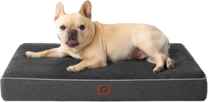 EHEYCIGA Orthopedic Dog Bed Waterproof 30"x20", Memory Foam Pet Bed for Medium Dogs, Washable Pet Mat with Removable Cover, Dark Grey