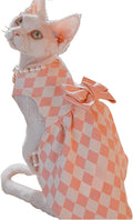 Pink Sphynx Cat Dress, Soft Sleeveless Cats Princess Dress with Bow, Cute Summer Cats Outfit for Wedding Birthday Daily Wear (XL,Pink)