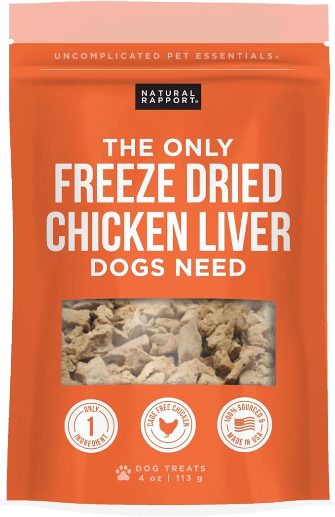 Natural Rapport Chicken Liver Dog Treats - The Only Freeze Dried Chicken Liver Dogs Need - Grain-Free Chicken Bites, Dog Treats for Small and Large Dogs (4 oz.)