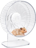 Silent Hamster Wheel, 10in Hamster Wheel with Adjustable Stand, Double-Bearing Quiet Spinner for Syrian Hamsters, Hedgehogs, Mice & Small Pets, Clear