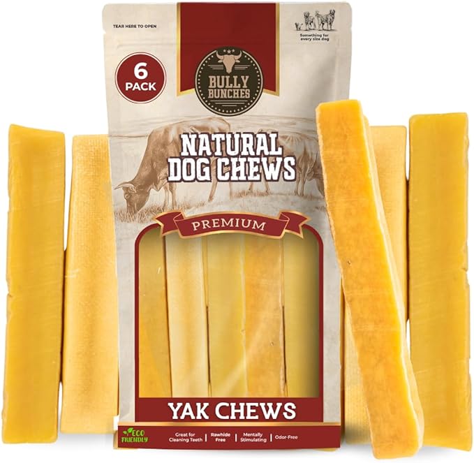Bully Bunches Small Authentic Yak Cheese Himalayan Chews for Small Dogs & Puppies - All Natural Dog Treat Dental Chews, Made with Real Yak Milk for Teething - Lactose & Rawhide Free (6 Pk)