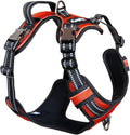 DogTraxs Dog Harness for Large Dogs - No Pull Front Clip, Adjustable Step in Reflective Vest with Metal Buckles - Ruby Red