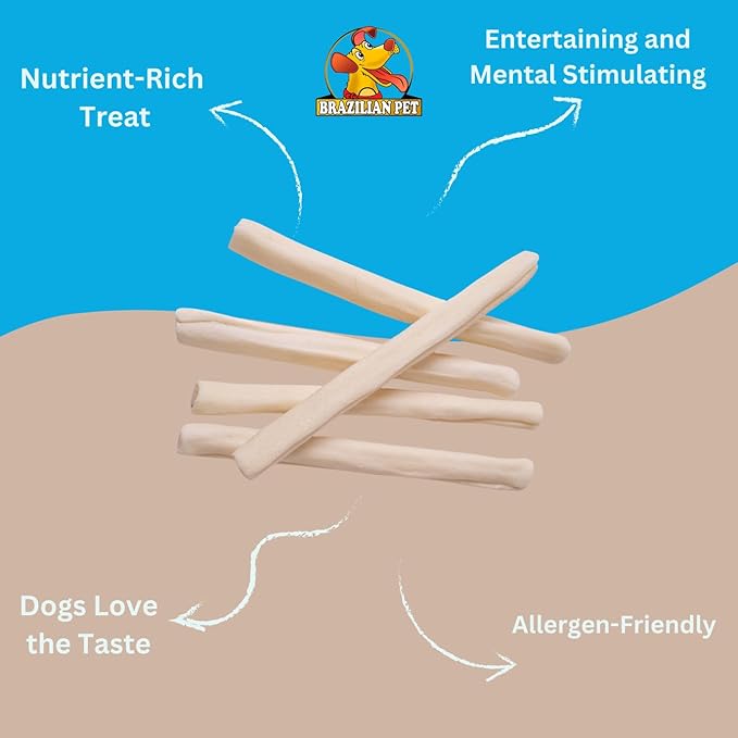 Brazilian Pet Natural Treats Rawhide Rolls Dog Chews Bones 6.5" for Pups and Small Dogs (40 Count)
