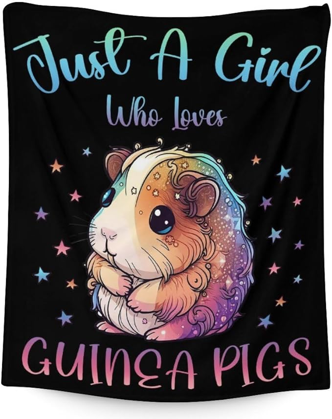 Guinea Pig Blanket - Soft, Fuzzy & Warm - 50"x60" Throw Size Blanket for Bed, Couch, Sofa - Black Cute Throw Gifts for Adults, Kids