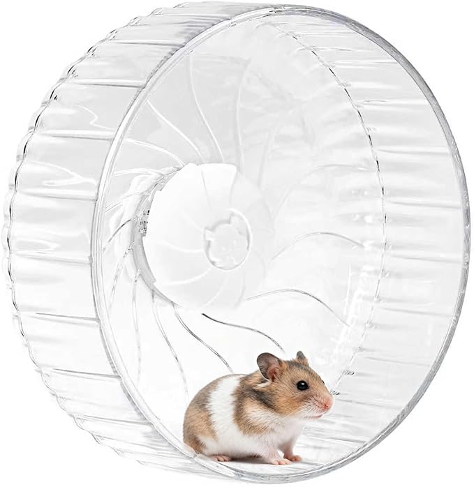 Silent Hamster Wheel, 10in Hamster Wheel No Stand, Double-Bearing Quiet Spinner for Syrian Hamsters, Hedgehogs, Mice & Small Pets, Clear