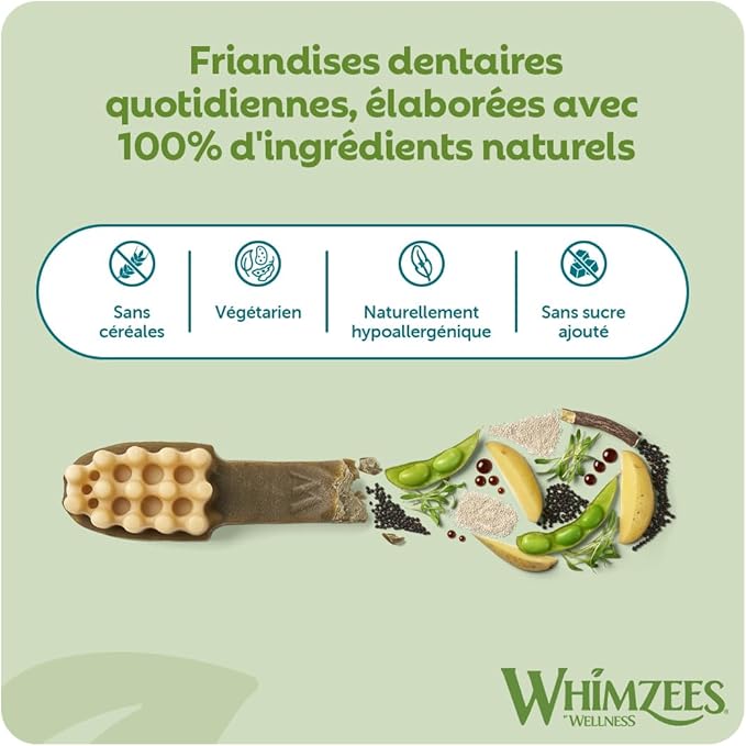 Whimzees Natural Dental Dog Chew Long lasting, Variety Box Mixed Shapes, Small, 56 Pieces