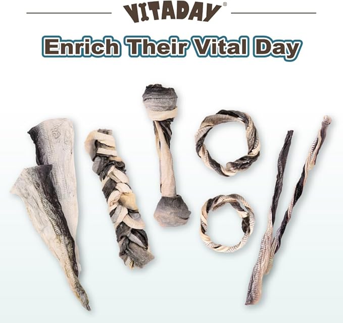 VITADAY Dog Jerky, 100% Fish Skin Dog Treats, Tough Grain-Free Rawhide Alternative, Natural Dog Jerky Treats for, Rich in Collagen & Omega-3, Low Fat, Hypoallergenic, 3 oz Pack, Ring (S)