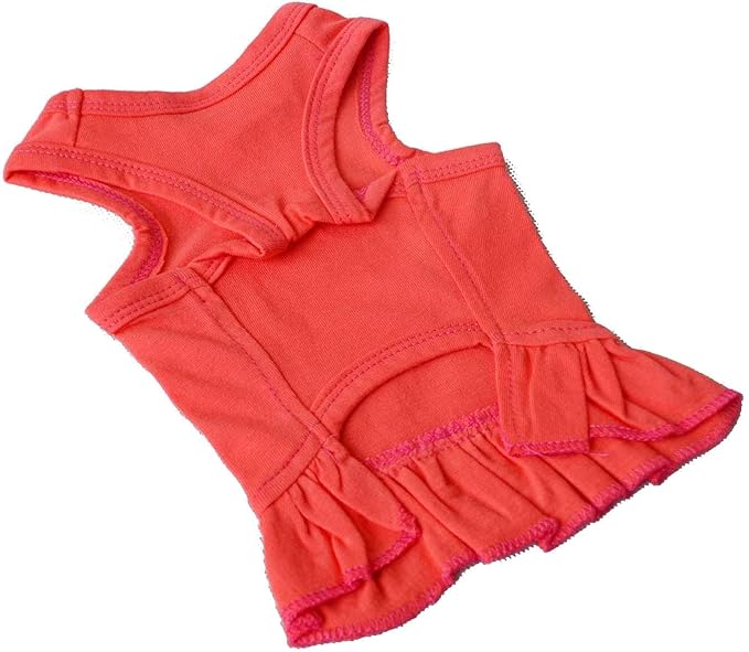 lovelonglong 2019 Dog Dress Sports Tee-Dresses Tanks Top for Miniature Small Size Female Dogs 100% Cotton L LobsterPink