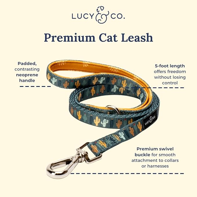 Lucy & Co. Looking Sharp Step-in Cat Harness & Leash Bundle – Reflective, Breathable & Adjustable Harness for Cats, Kittens & Small Dogs, Lightweight & Secure and Dual Leash Clips – Large
