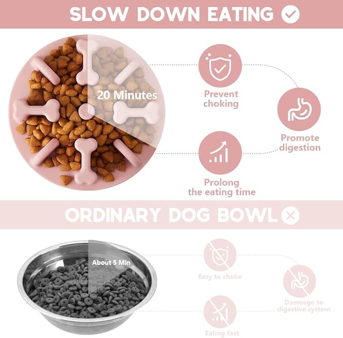 Soft Silicone Anti-Choking Puzzle Slow Down Eating Feeder Insert for Dogs, Compatible with Regular Elevated Dog Bowls