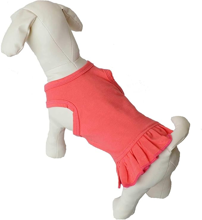 lovelonglong 2019 Dog Dress Sports Tee-Dresses Tanks Top for Miniature Small Size Female Dogs 100% Cotton L LobsterPink