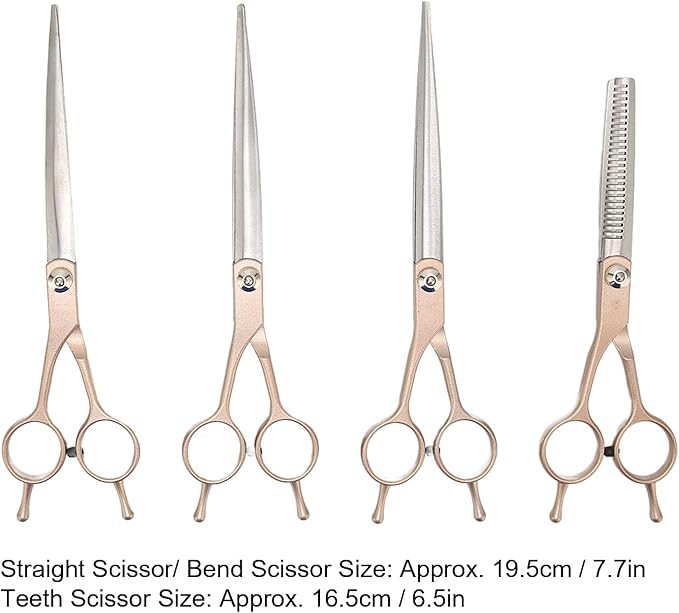Pet Grooming Kit Stainless Steel Professional Pet Hair Trimming Scissors Set with Comb Storage Bag for Dogs Cats Rabbits Hamsters 7 Inch