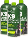 LIQUIDHEALTH Pets K9 Vegetarian Liquid Glucosamine Juice for All Dogs Canines with Chondroitin, MSM, Omega 3, Antioxidants, Hyaluronic Acid - Dog Vitamin Oil for Hip & Joint Health - USA Made (3 Pack)