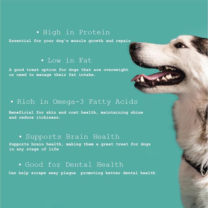 Cod Skins Alaskan Cod Fish Training Treats for Dogs-Dehydrated Fish, All Natural Human Grade Skins - Low Fat Treat Sustainably Sourced in USA (6.6 Oz)