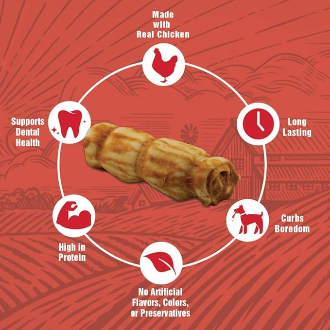 Chicken Coated Beef Cheek Rolls for Dogs - Medium - 5 Pack