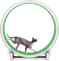 One Fast Cat - Cat Exercise Wheel - Gen. 7 - Safe 48" Diameter - Made in The USA - White Wheel with Tropical Frogs Foam Traction Pads and Light-Up LED Inline Wheels