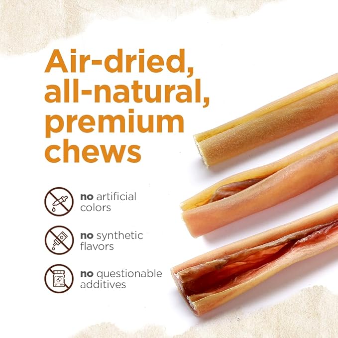 Natural Farm Bully Cheek Stick, 5-6-Inch (25-Pack)- Best Bully Stick Alternative, 100% Natural Beef Cheeks for Dogs- High Protein, Cleans Teeth Treats, Long Lasting Beef Chews for All Dog Sizes