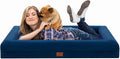 Jumbo Dog Beds for Extra Large Dogs, Waterproof Orthopedic Egg Crate Foam Dog Bed with Removable Bolster Washable Cover, Non-Slip Big Pet Couch for Extra Large Dogs, Blue